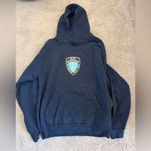 Holiday Navy Blue Streetwear Hoodie with Police Logo